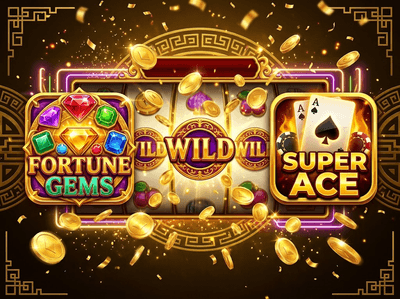 Isang marangyang digital display ng mga online casino games at gintong gantimpala